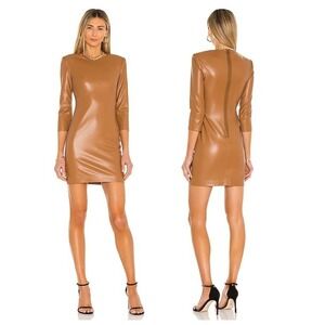 ALICE + OLIVIA Inka Long Sleeve Faux Leather Body-Con Dress (2)